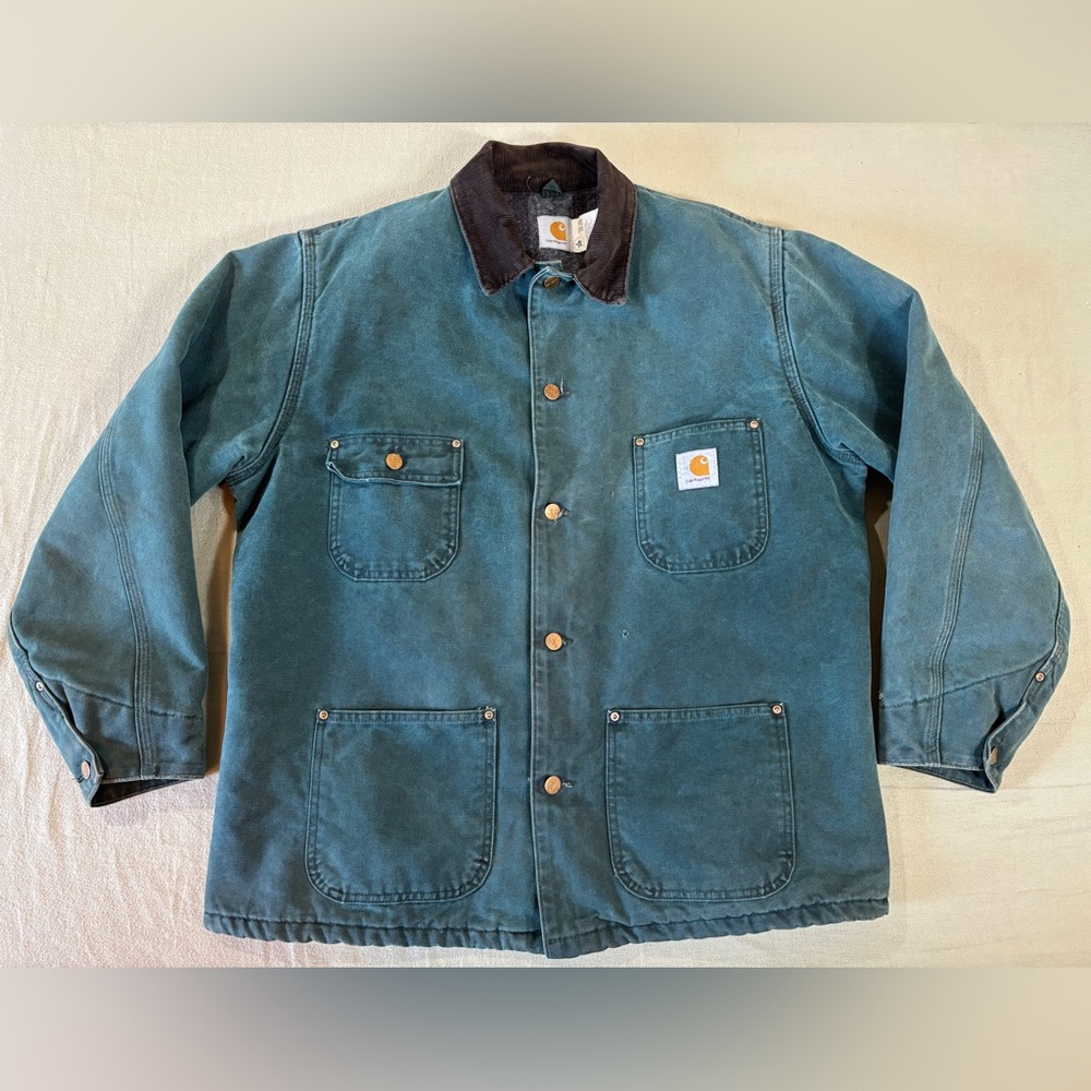 Carhartt Sandstone Duck Blanket-Lined Chore Coat “Hunter Green” (CB1043)